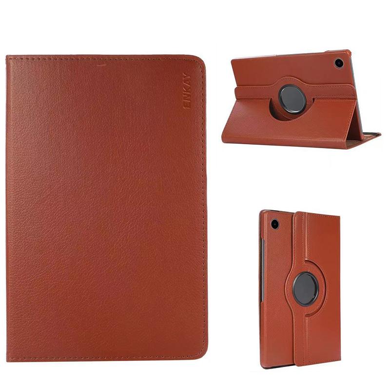 

For Samsung Galaxy Tab A9+ Tablet Case ENKAY HAT PRINCE Litchi Texture PU Leather Cover Stand Brown