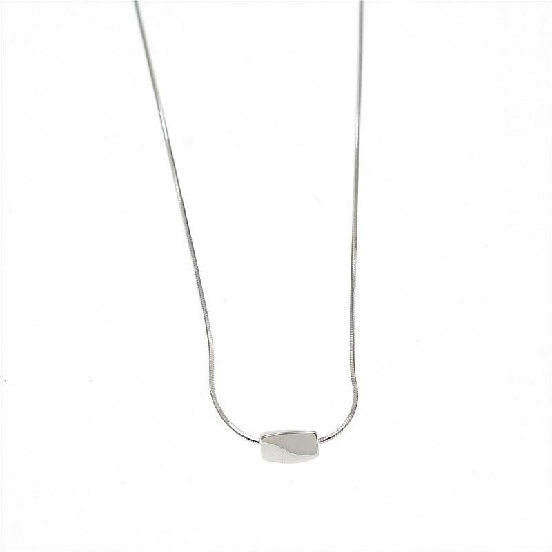 LT-8TL11 S925 Silver Necklace Pendant for Women Fashionable Twisted square Snake Bone Chain Collarbone Chain