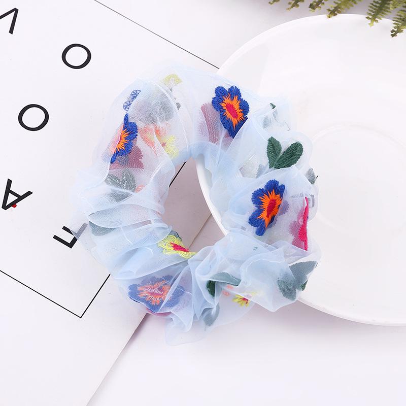 Korean Style Flower Embroidery Scrunchies - 2020 Cute Women's Hair Accessories