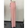 Pantalon large et décontracté à rayures pour femme, couleur unie, cordon de serrage, taille basse, droit, élégant, simple, slim, capri, 25781