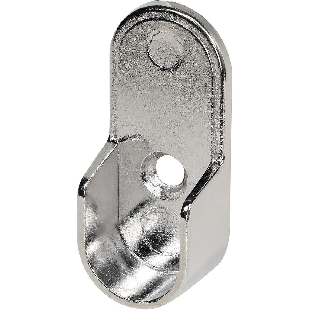 Rok Hardware Chrome 1-3/16" (30 mm) x 19/32" (15mm) Oval Closet Rod End Support with 3/16" (5mm) P 30X15X5MMCH (2 Pack)