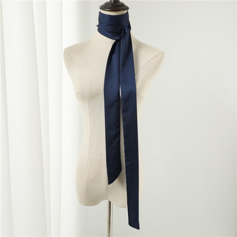 Influencer Style Silk Scarf: Hair Tie, Solid Color, Long & Narrow, Korean Style Necktie, Flowing Ribbon for Women