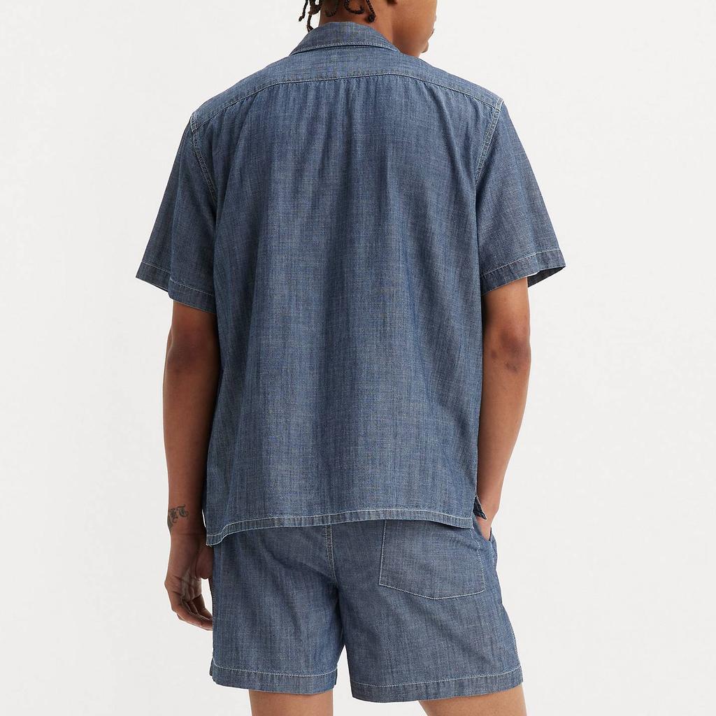 Levis Solid Color Comfortable Simple Short Sleeve Shirt Men Shirts Blue A8457-0008