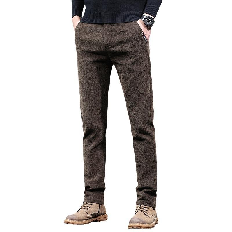 2024 Høst og vinter Nye plysj for menn tykke uformelle Chenille-bukser Slim Fit Straight Tube Trendy Yttertøybukser