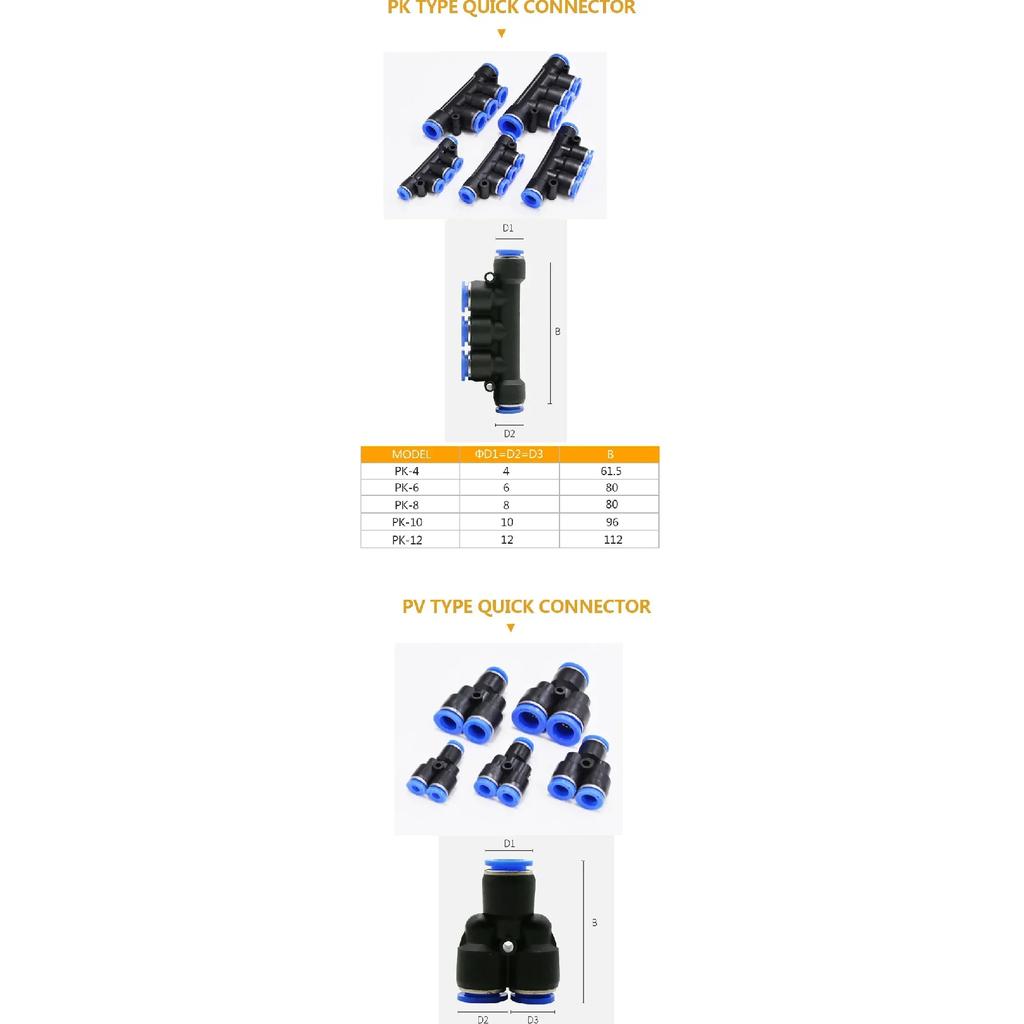 58Pcs/Box PU/PG/PE/PY/PV PP Plug Pneumatic Connectors Kit 8mm Outer Diameter of the Hose Pipe Tube Air Compressor Parts
