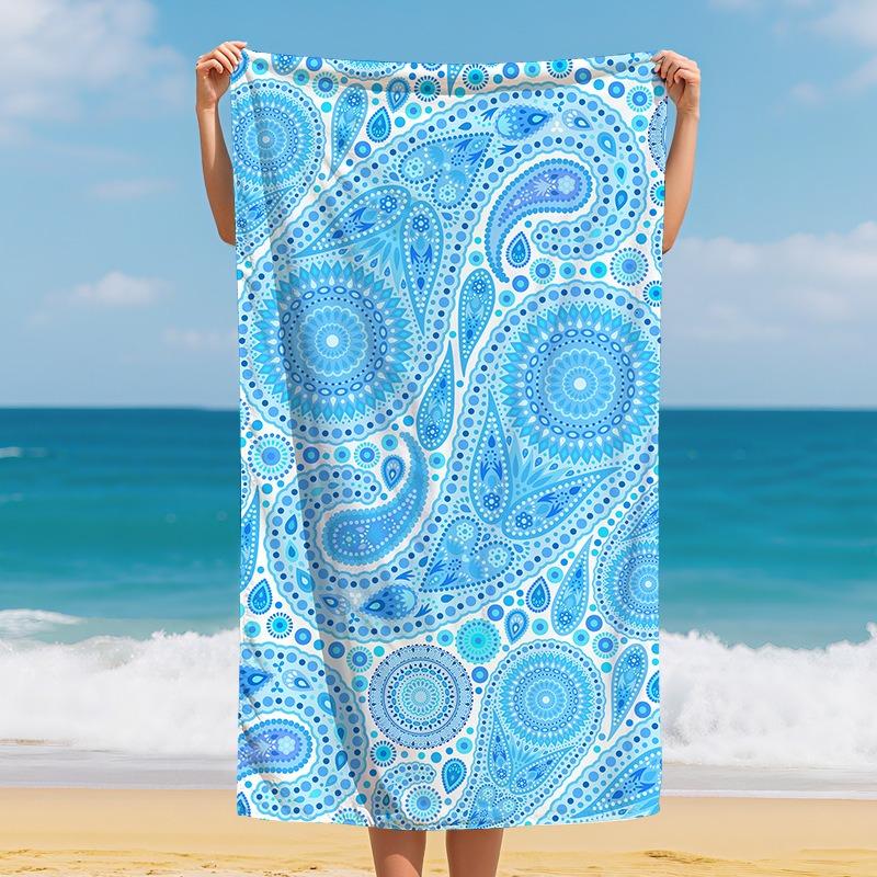

Watercolor Blue Forget-Me-Not Floral Beach Towel Soft Absorbent Quick Dry Swim Towel Large Beach Blanket for Summer Vacation W30*H60(CM)