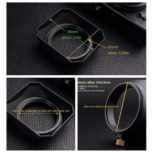 Camera Vintage Style Square Lens Hood Shade Metal Interface Mask Silver Black Light Shield Cover 37 39 40.5 43 46 49 52 55 58mm