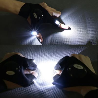 1Pc/1Pair Flashlight Gloves Fingerless Waterproof Black Night Light Fishing Gloves for Fishing
