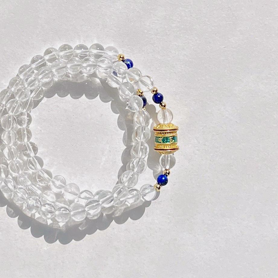 6Mm Autumn And Winter Natural White Crystal Lapis Lazuli Design Sense Multi-Circle Bracelet Bracelet