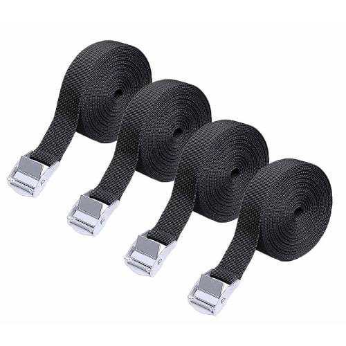 

WOSOB Cargo Tie-Down Straps, 2m x 25mm Wide, for Carrying Luggage, Motorcycles, and Earthquake Preparedness, Set of 4