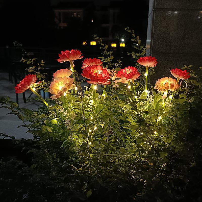 7-Head Solar Powered Snow Lotus Flower Lights Waterproof Auto On Feature For Garden Patio Yard Outdoor Decoration