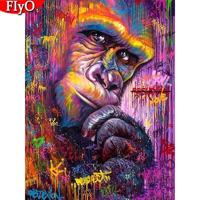 Diamantmaleri Rundt bor "Color Monkey" 3D-broderi korssting gave hjemmeinnredning