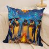 Cute Colorful Penguin Cushion Cover Silky Short Plush Invisible Zipper Dustproof Sofa Pillow Case For Home Decor