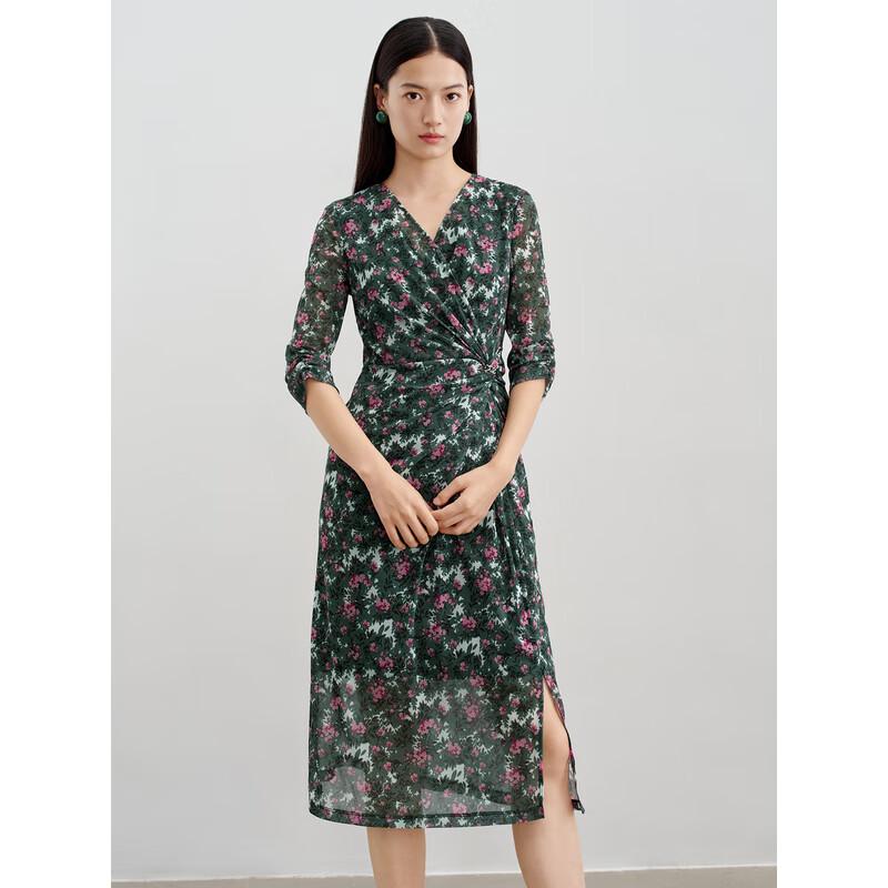 Jiuzi Annacall Floral Wrap Slim Midi Dress