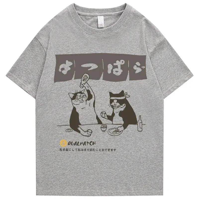 Summer High Quality Men's Cotton T-shirt Street Fashion Harajuku Style T-shirt Japanese Cartoon Pattern Short Sleeve Top