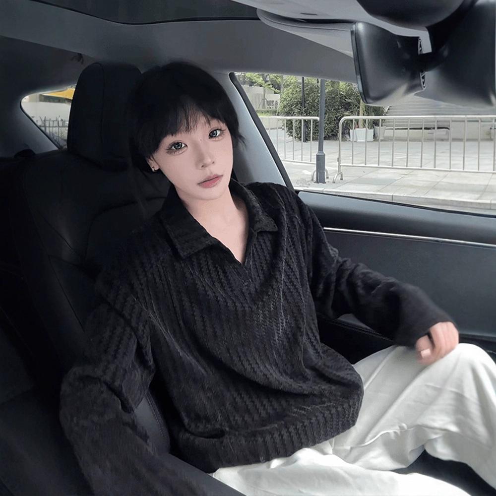 

Мужская осенняя трендовая брендовая американская рубашка с пуговицами, черно-белая полосатая, с длинными рукавами XXXL чёрный