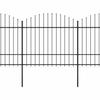 Spear Tip Steel Garden Fence 359 X 175 Cm Black