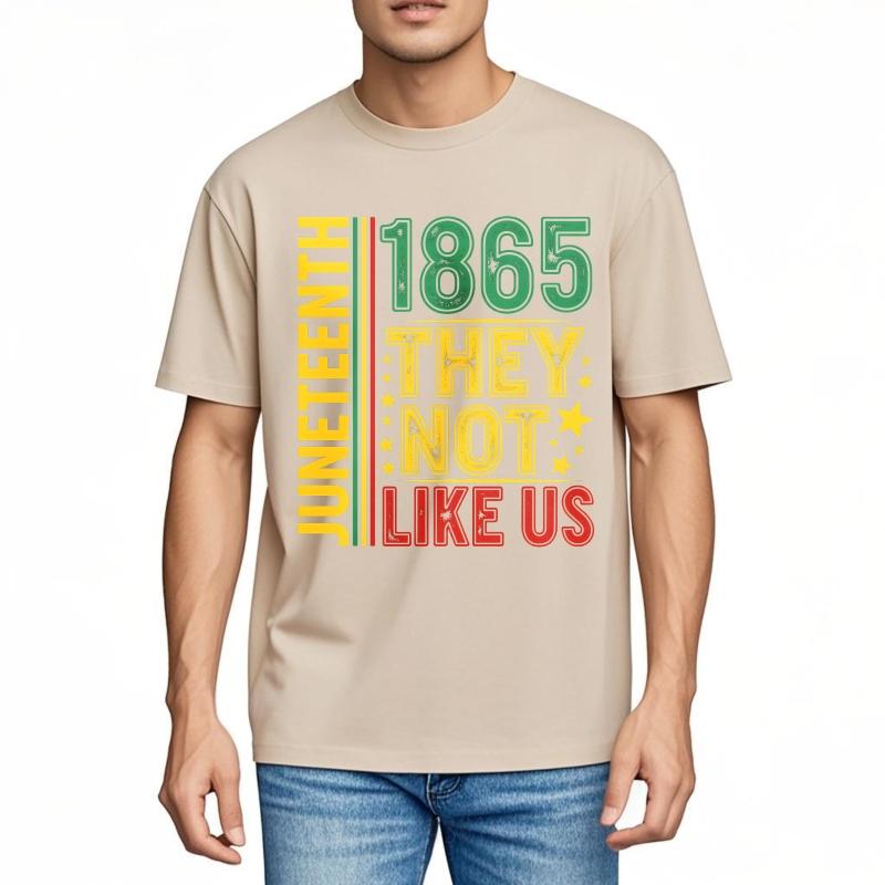 Unisexs tshirt Cotton Shirt Black Summer For Him Tshirt Juneteenth 1865 They Not Like Us Short Sleeve Solid Color ONeck Tees