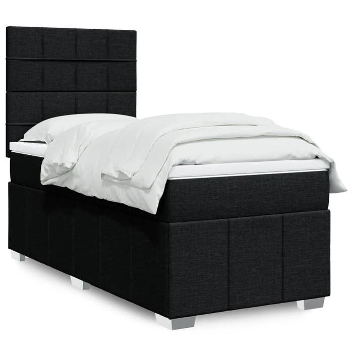 VidaXL Sommier à lattes de lit et matelas Noir 80x200 cm Tissu 3291497