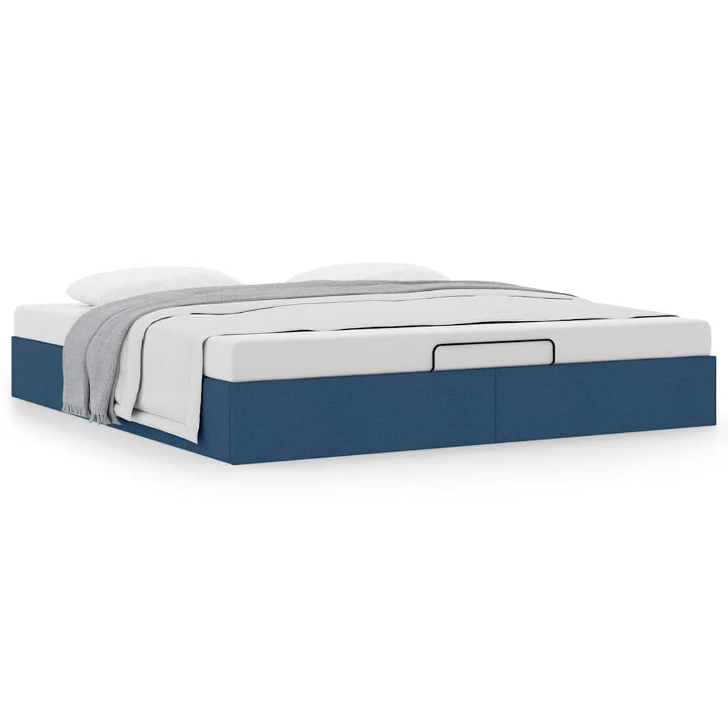 Ottoman Bed without Mattress Blue 160x200 cm Fabric