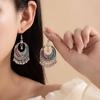 Ethnic Style Miao Silver Fringed Earrings, Tourist Attractions Yunnan Vacation Accessories Retro Literary Metal Bells Ear Hooks