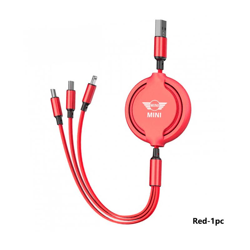 For MINI Multifunctional 3 in 1 Retractable Data Cable Fast Charging Data Wire Cooper One S JCW Countryman R56 R50 R53 R55 F56 ulqch44