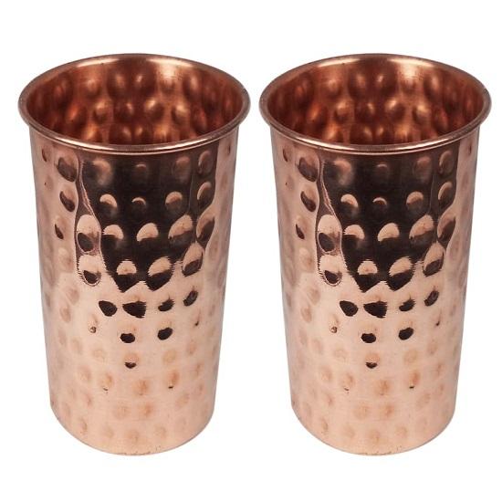 

Набор из 2 простых стаканов из чистой меди класса люкс Hummer Touched Drinking Water Yoga Ayurveda Объем 300 мл