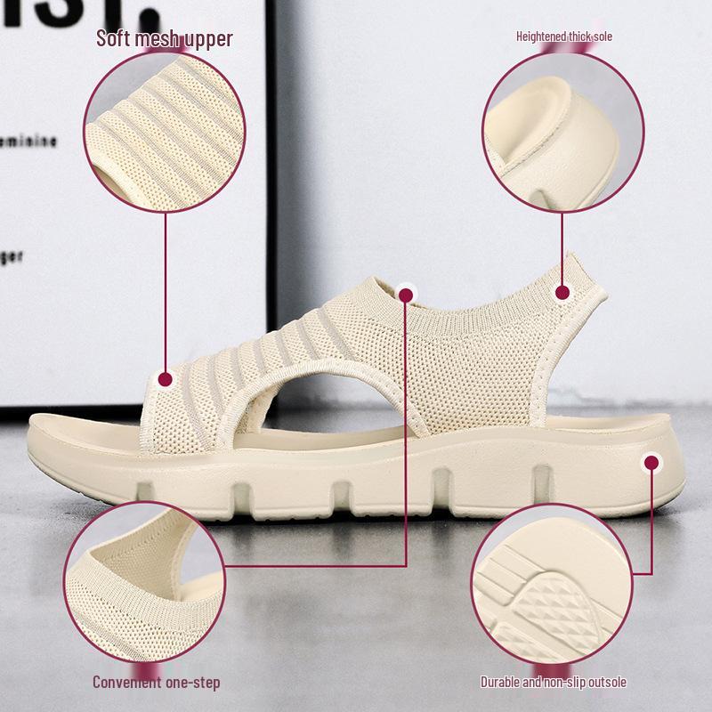Women's Summer Breathable Hollow Sandals - Soft Sole, Comfortable Mom Shoes