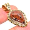 Natural Mahogany Obsidian Two Tone 925 Solid Sterling Silver Pendant 1.50" b5J06