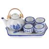 6Pcs Dollhouse Miniature Dining Ware Blue Porcelain Tea Set Dish Cup Plate