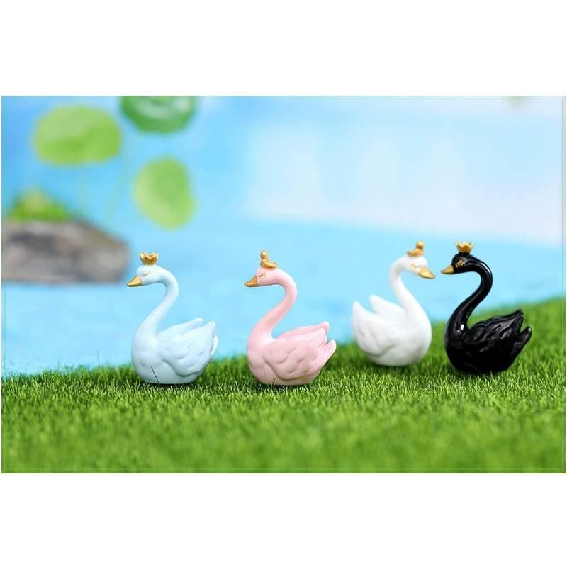 Cute Resin Cartoon Swan Figurines For Miniature Garden And Home Decor
