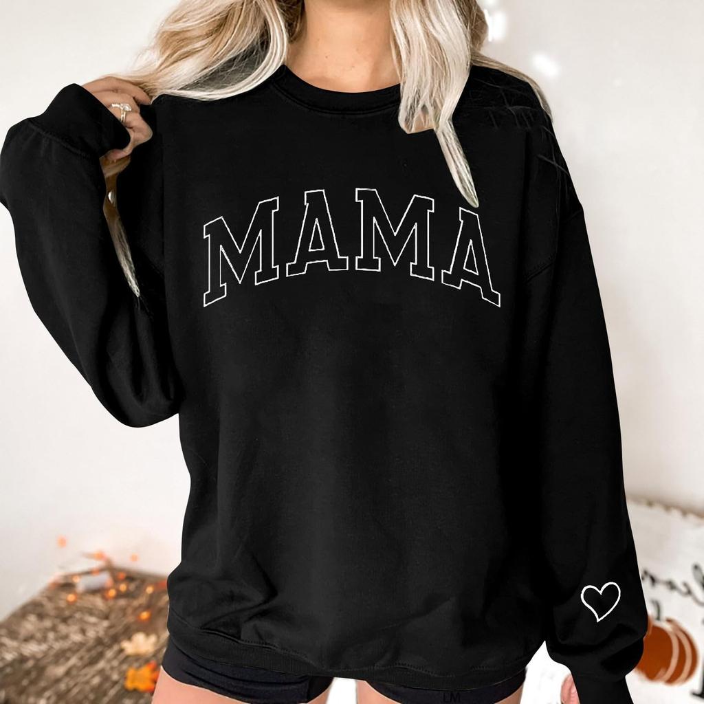 Damen Sweatshirts mit Aufdruck „Love Heart“ und Grafik, Festival-T-Shirt, lässig, langärmelig, Pullover, Tops