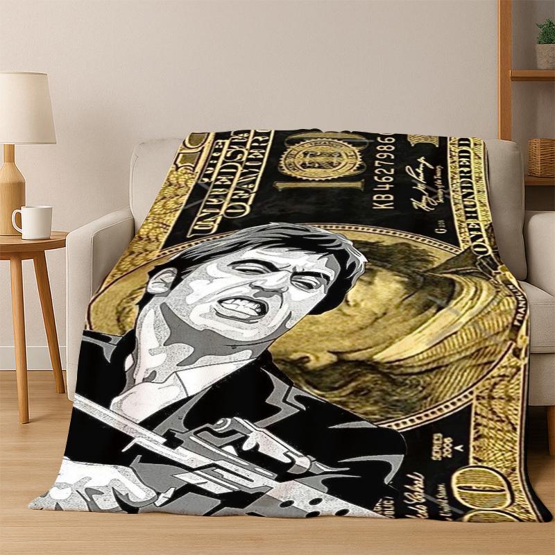 Scarface Classic Movie Tony Flannel Blanket Soft Warm Blanket Throw Blanket for Bedroom Living Room Bed Travel Picnic Gift kid