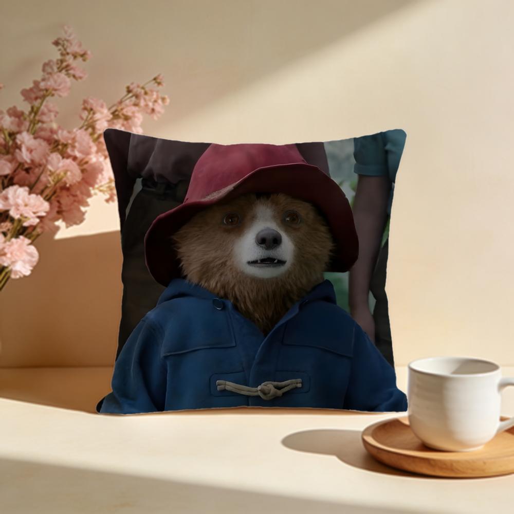 Fashion PPaddington Beariou Cushion Cover Stylish Washable Pillow Cover Ideal for Couch Bedroom Car Decoration