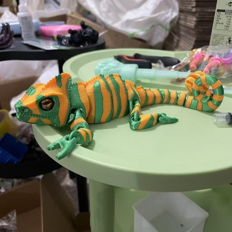 דמויות דרקון זיקית מודפסות בתלת מימד, מפרקים מרובים, תנועה, סימולציה, לאביזרי בית, מתנה לילדים, קישוט לחדר