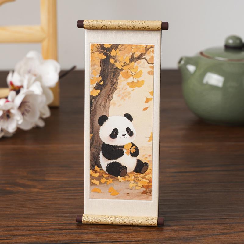 Panda Wooden Scroll Fridge Magnet - Cartoon Cultural Gift Souvenir