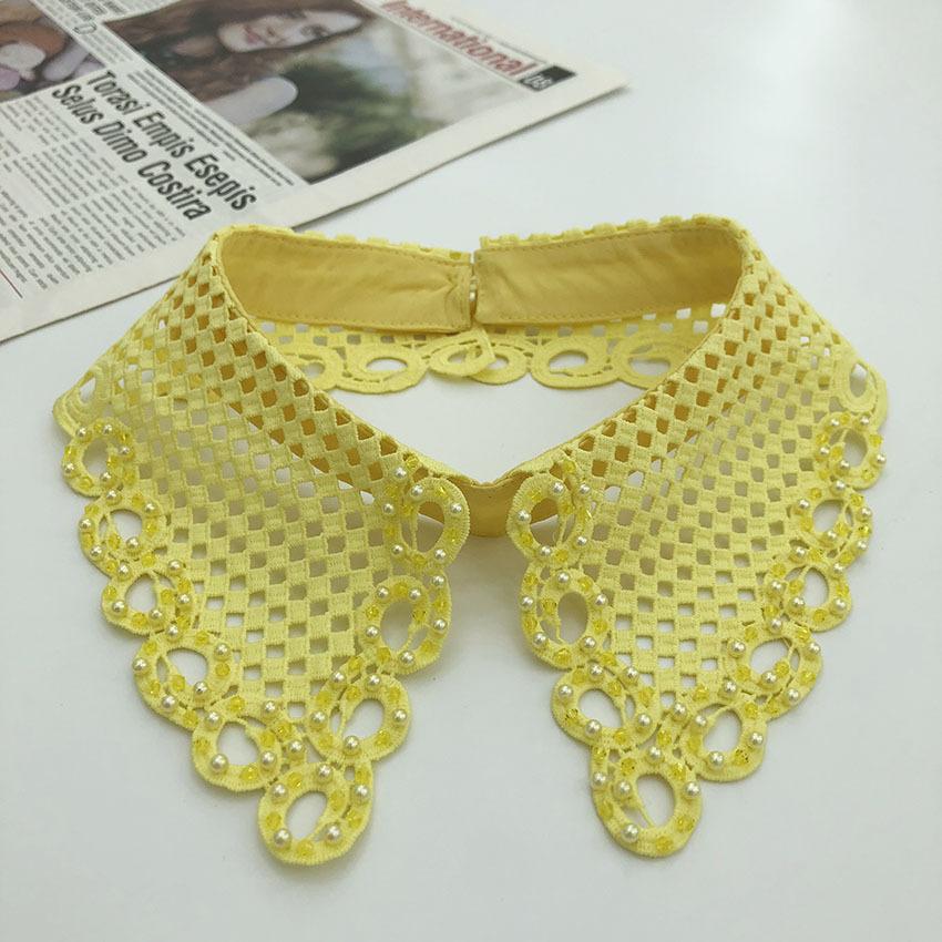 Grid Fake Collar, Water-Soluble Embroidery, Hand-Sewn Nail Beads, Embroidery, Women'S Clothing, White, Fashion Trend, Fake Collar.