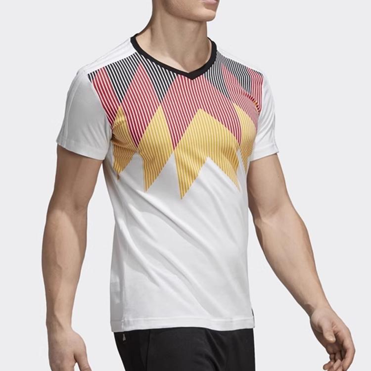 Adidas V-Neck Vintage Breathable Short Sleeve T-Shirt Men Tops CF1734