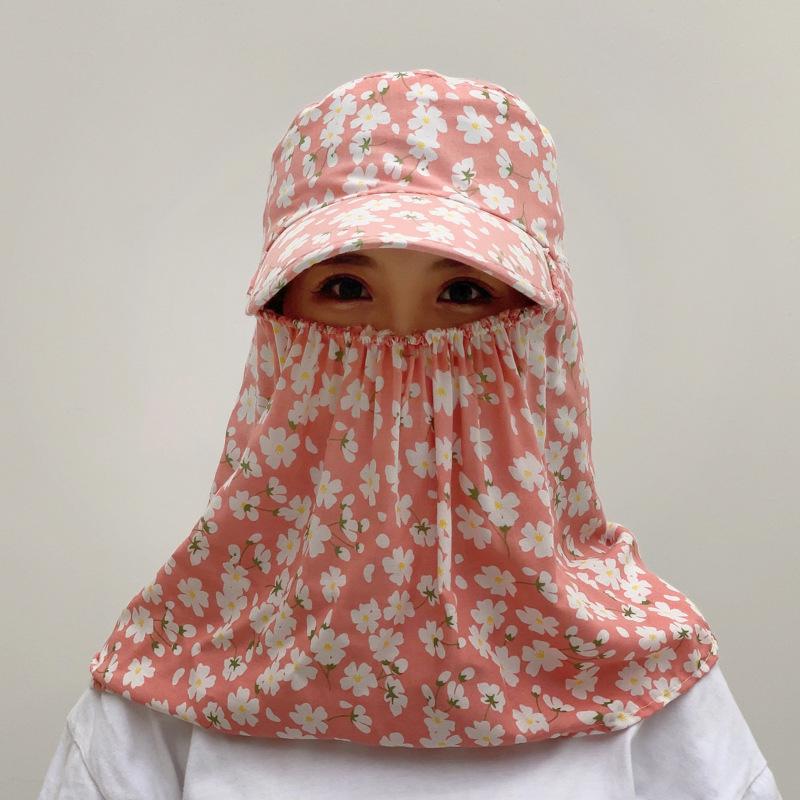Women's Summer Sun Protection Hat with Large Brim, Shawl, and Face Mask for Cycling and Tea Picking - Breathable and Protective.