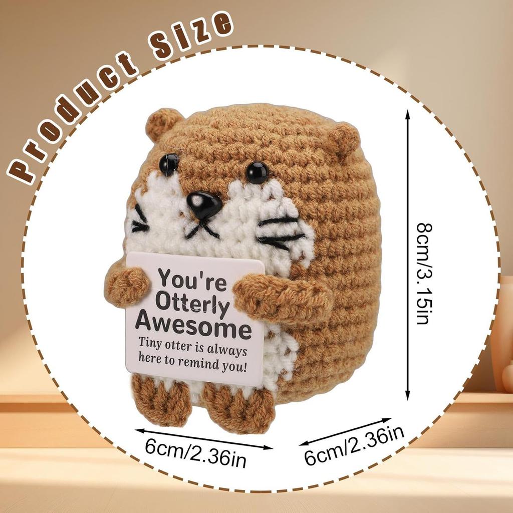 Häkeln Positive Energie Otter Puppe Mit Karte Heim Zimmer Dekoration Handgemacht Entzückendes Tier Gestrickter Otter Schreibtisch Ornament Geschenke