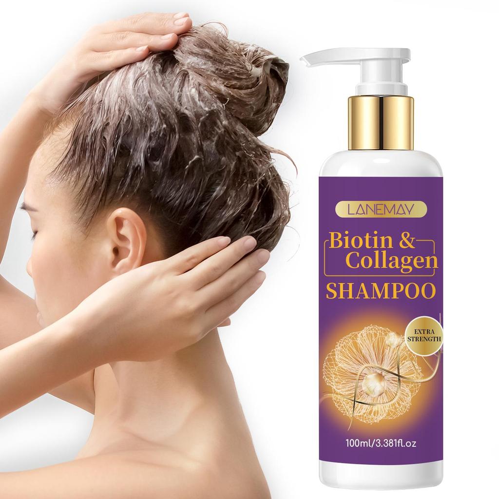 Biotin & Collagen Shampoo - Refresh Scalp and Stronger Hair Volume  - Deeply Clean & Care for all Types Hair,100ml