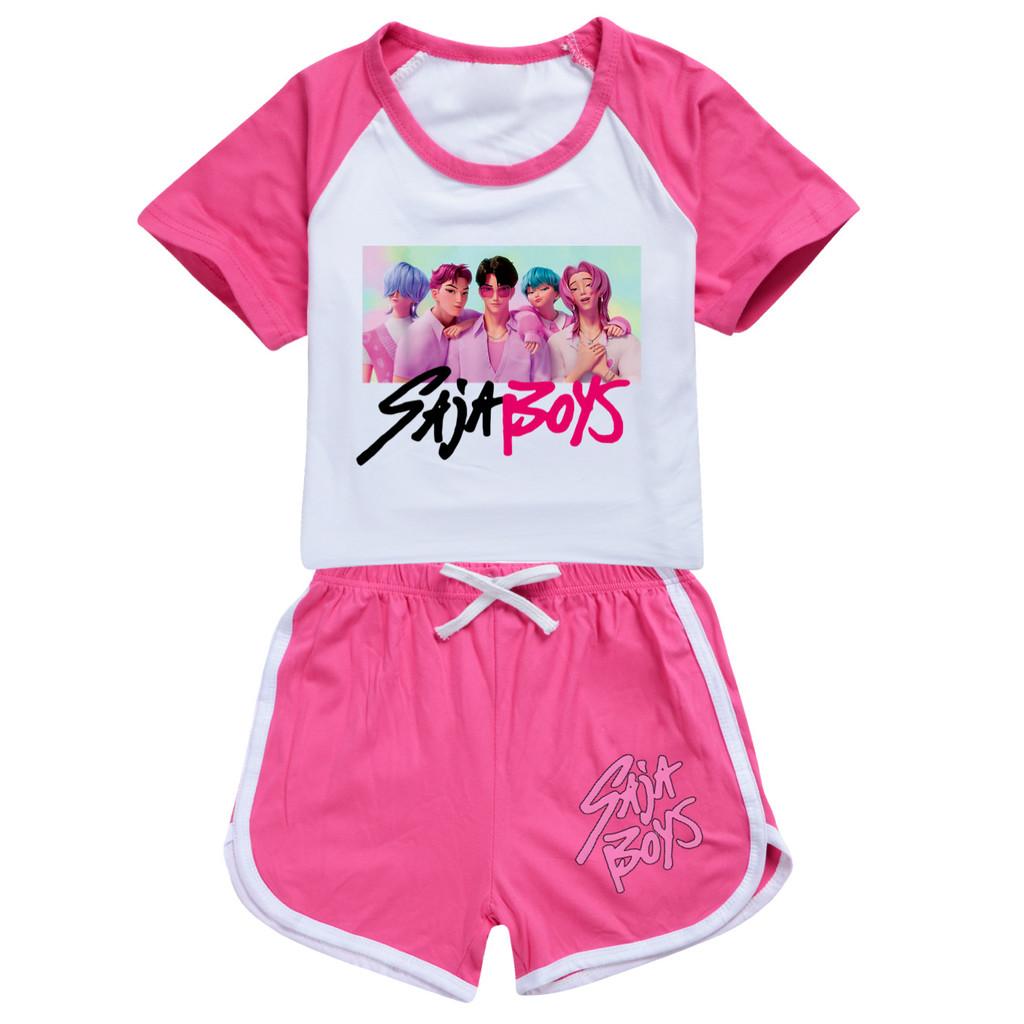5028 Kids Girls Sajaboys POP Rumi Zoey Mira Print T-shirt Shorts Sport Tracksuit Clothes Set