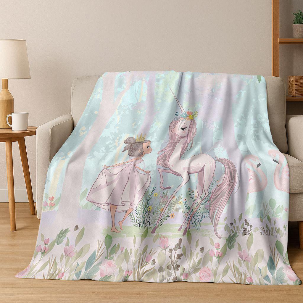 Elegant Ballet Dacing Girl Ballerina Cartoon Flannel Blanket,Cozy Soft Throw Blanket for Home Bedroom Bed Sofa Cover Gift Kids