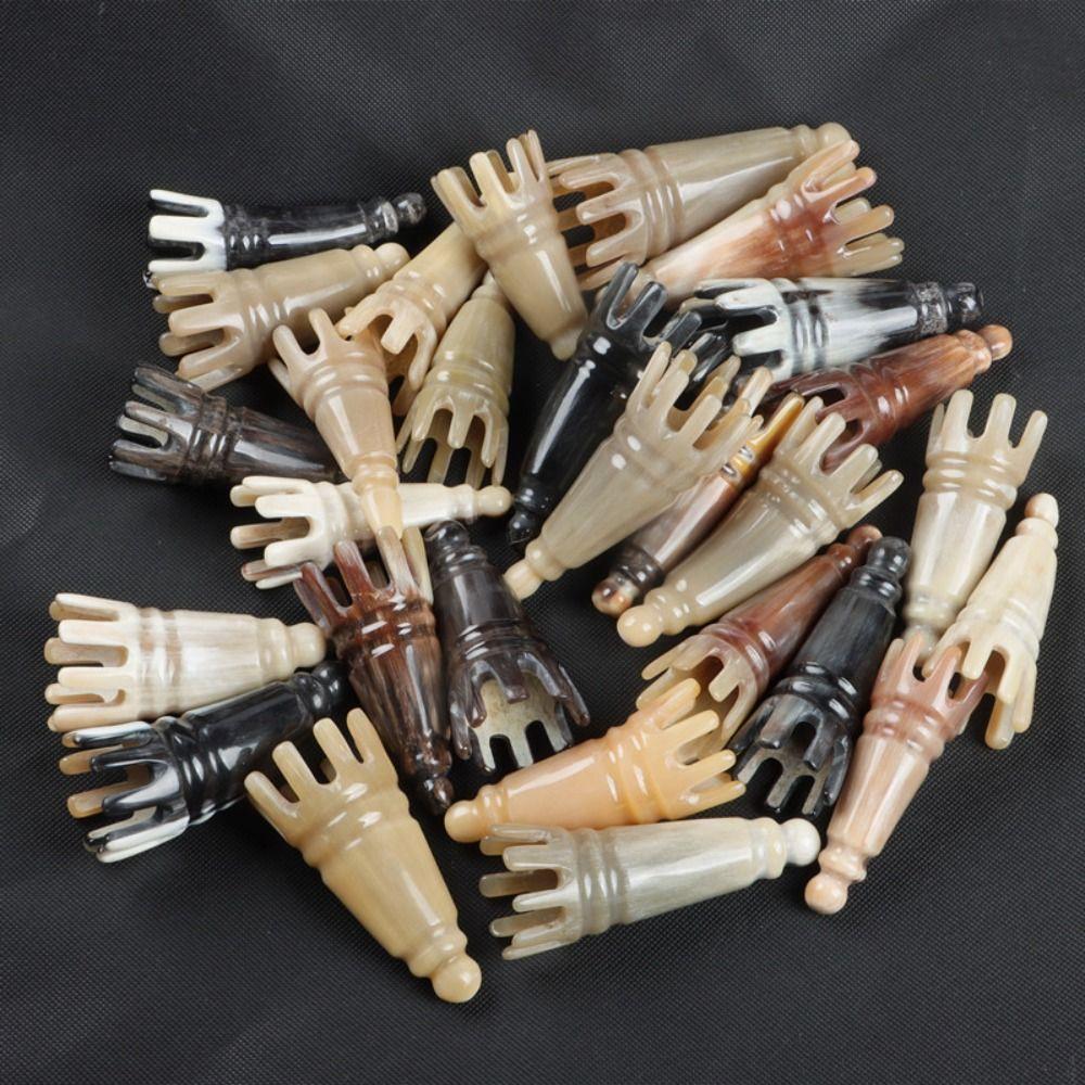 Scalp Massager Brush Ox Horn Massage Comb Scrapping Head Buffalo Horn Meridian Comb  Hair Wash