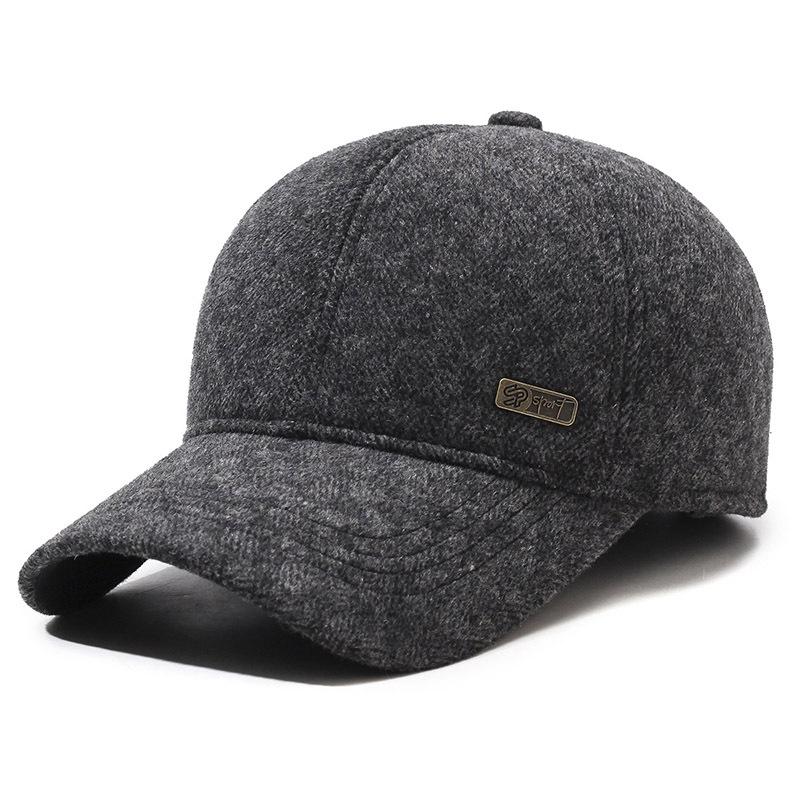 Autumn Winter Men's Middle-Aged and Elderly Warm Plaid Baseball Cap Ear Protection Old Man Peak Cap