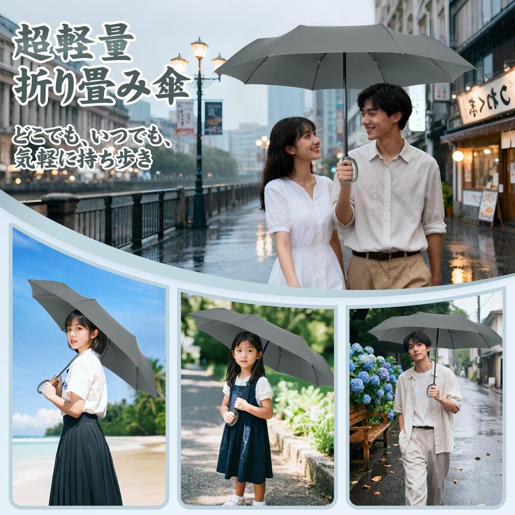 ZOMAKE Folding Automatic 8 Suitable for Rain and Sunny Rainy with Storage Bag Umbrella, One-Touch Open/Close, Ribs, Water-Repellent, Quick-Drying,