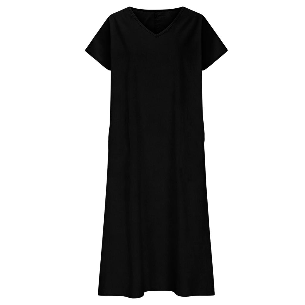 Casual V Neck Midi Sundresses for Women Loose Fit Dresses for Women Comfortable Summer Dresses Boho Dresses for Women 2026