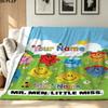 1PC Mr. Men Little Miss Custom Name Patterned Flannel Blanket Suitable For All Seasons for Home Decor Warmth and Comfort Gifts Holiday Present