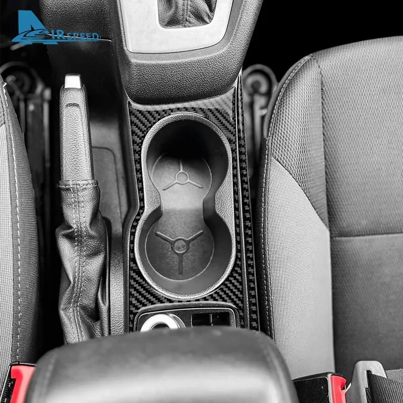 Real Soft Carbon Fiber Trim Sticker LHD For Ford Focus SE ST MK3 2012 2013 2014 Car Gear Cup Holder Frame Panel Accessories