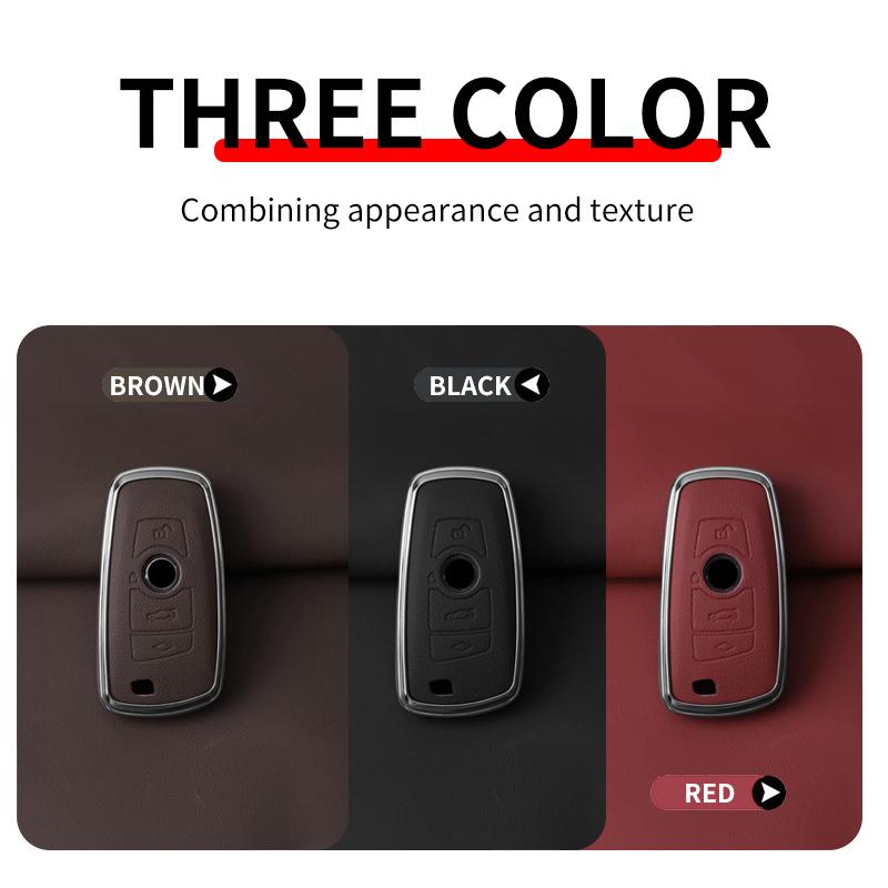 Alloy Leather Car Key Case Cover for BMW 1 2 3 4 5 6 7 Series X1 X3 X4 X5 X6 F36 F25 F26 F30 F34 F10 F07 F20 Z10 G30 F15 F16